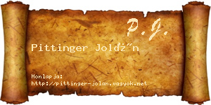 Pittinger Jolán névjegykártya